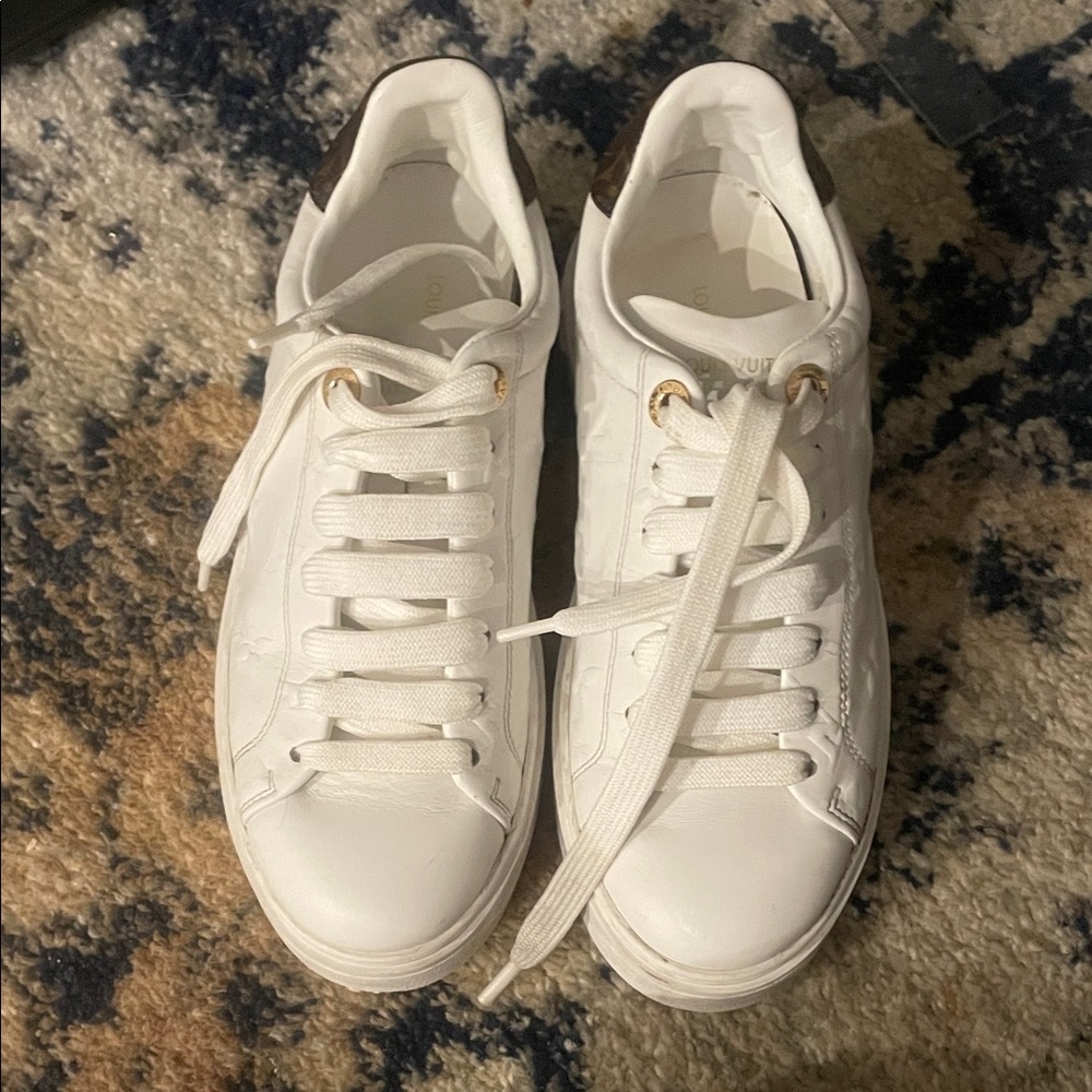 Louis Vuitton White Sneakers with Gold Accents